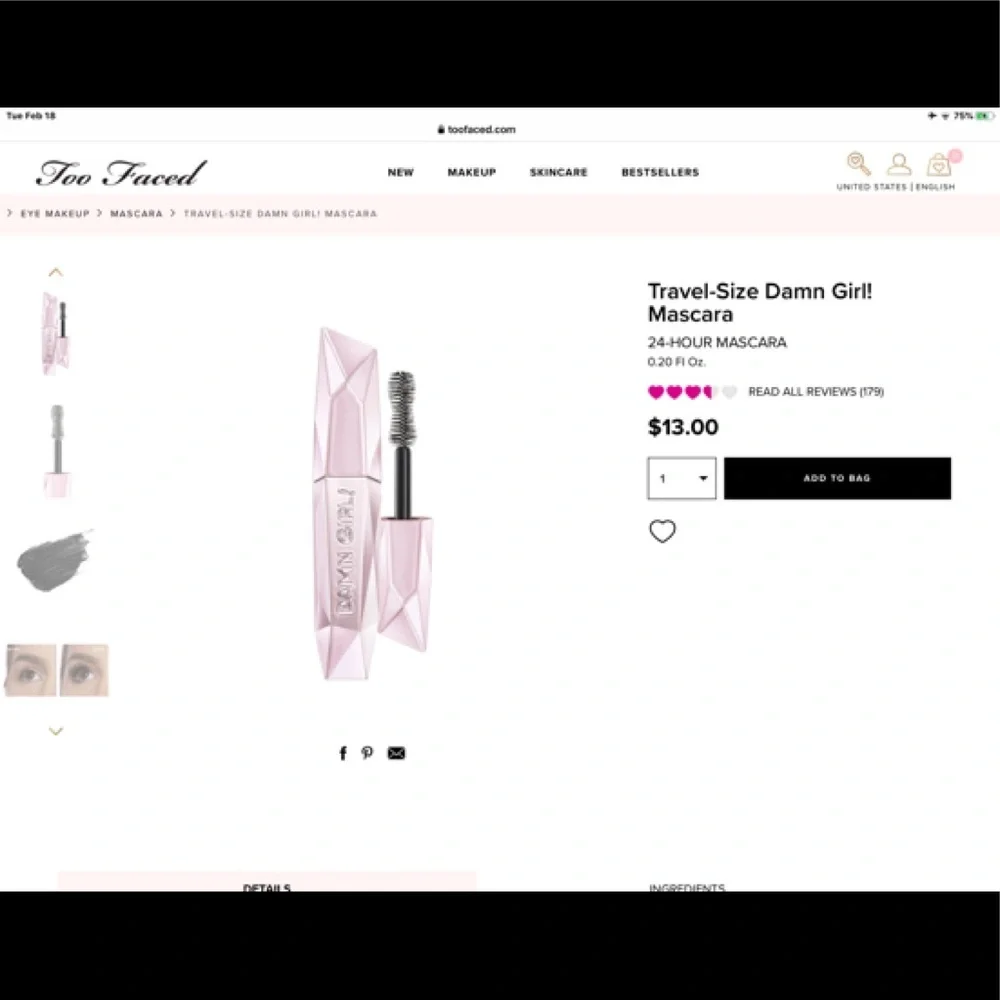 Too Faced Damn Girl Travel Size Mascara